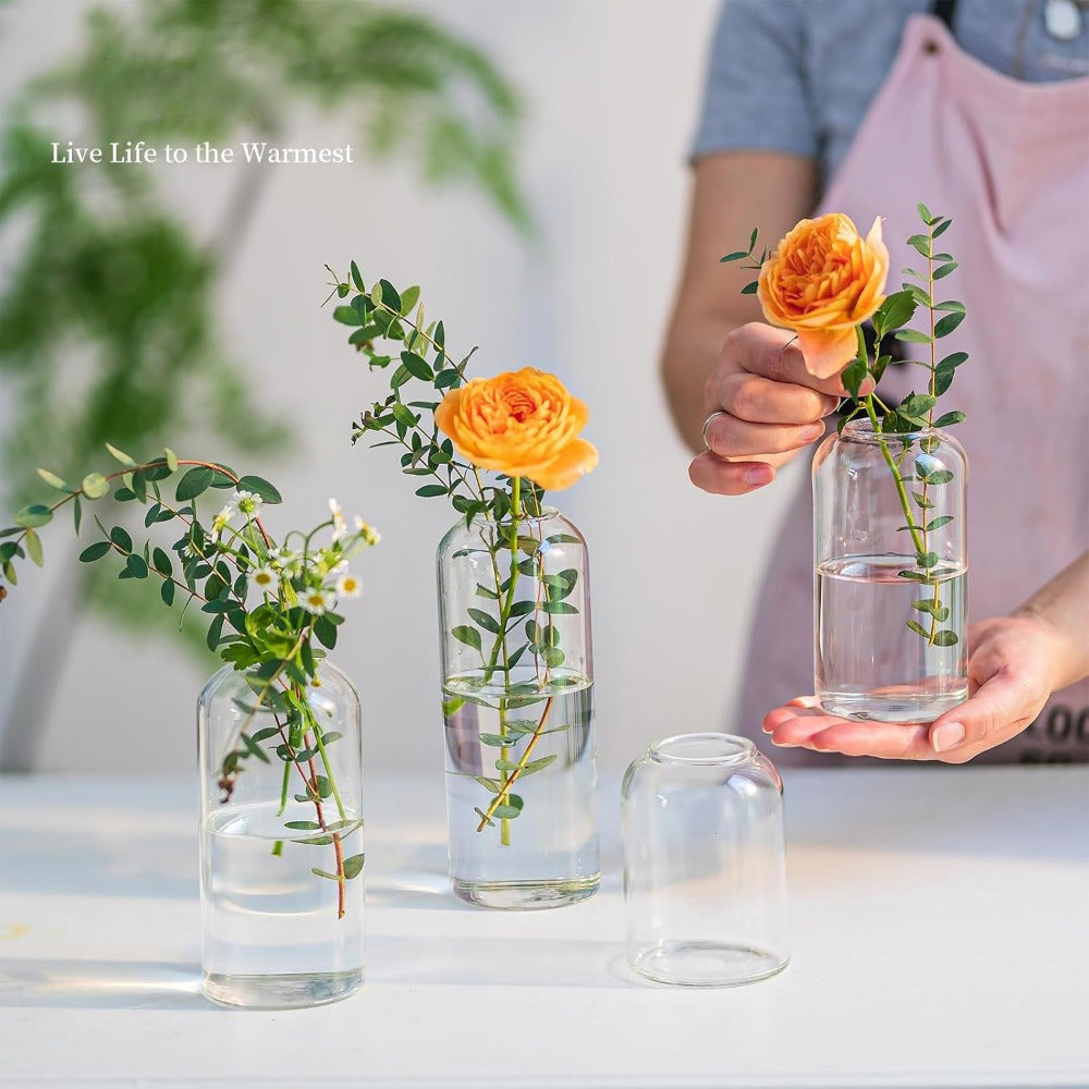 Glass Bud Vases for Flowers Blown Modern Small Glass Vases for Centerpieces Set of 12, Mini Clear Bulk Flower Vases for Wedding Party Events Home Decor Floral Arrangement Not Include Flower