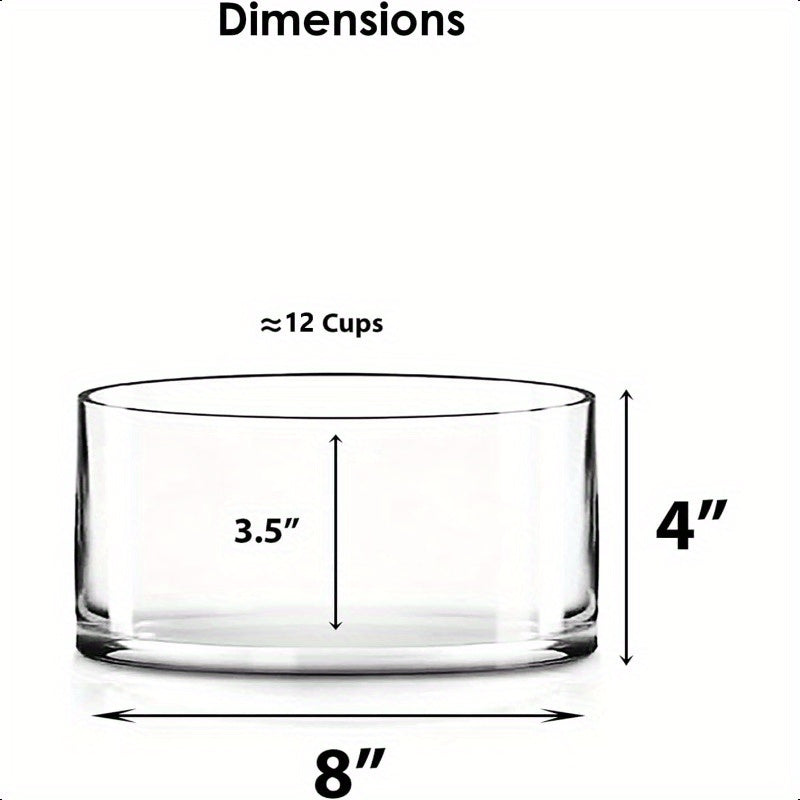 Hand-Blown Crystal Clear Glass Cylinder Vase
