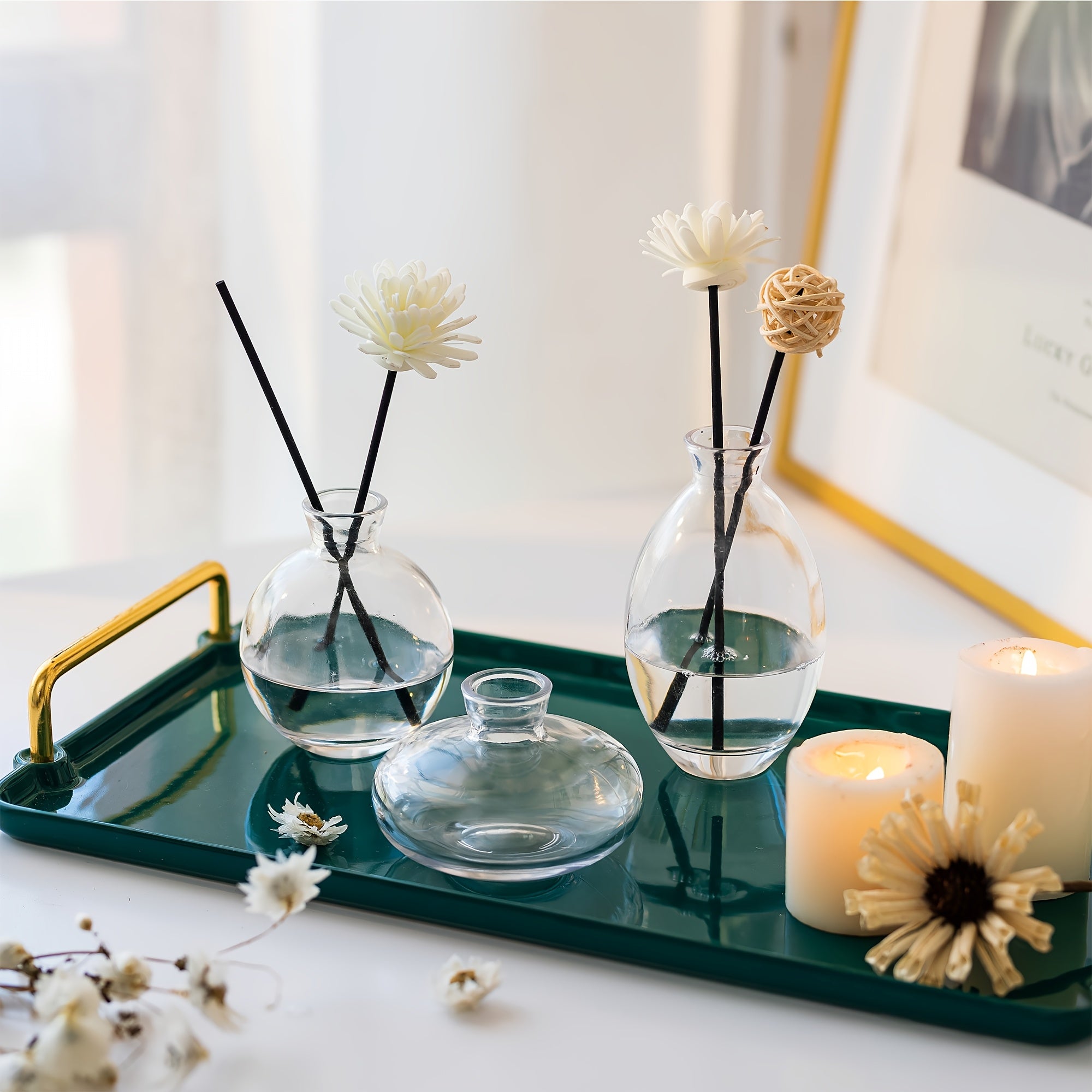 Set Of 3 Clear Glass Bud Vase, Modern Decorative Small Mini Flowers Vases Short Minimalist Aesthetic Home Decor Vintage Cute Handmade Tiny Wedding Table Centerpieces For Single Flower Rose