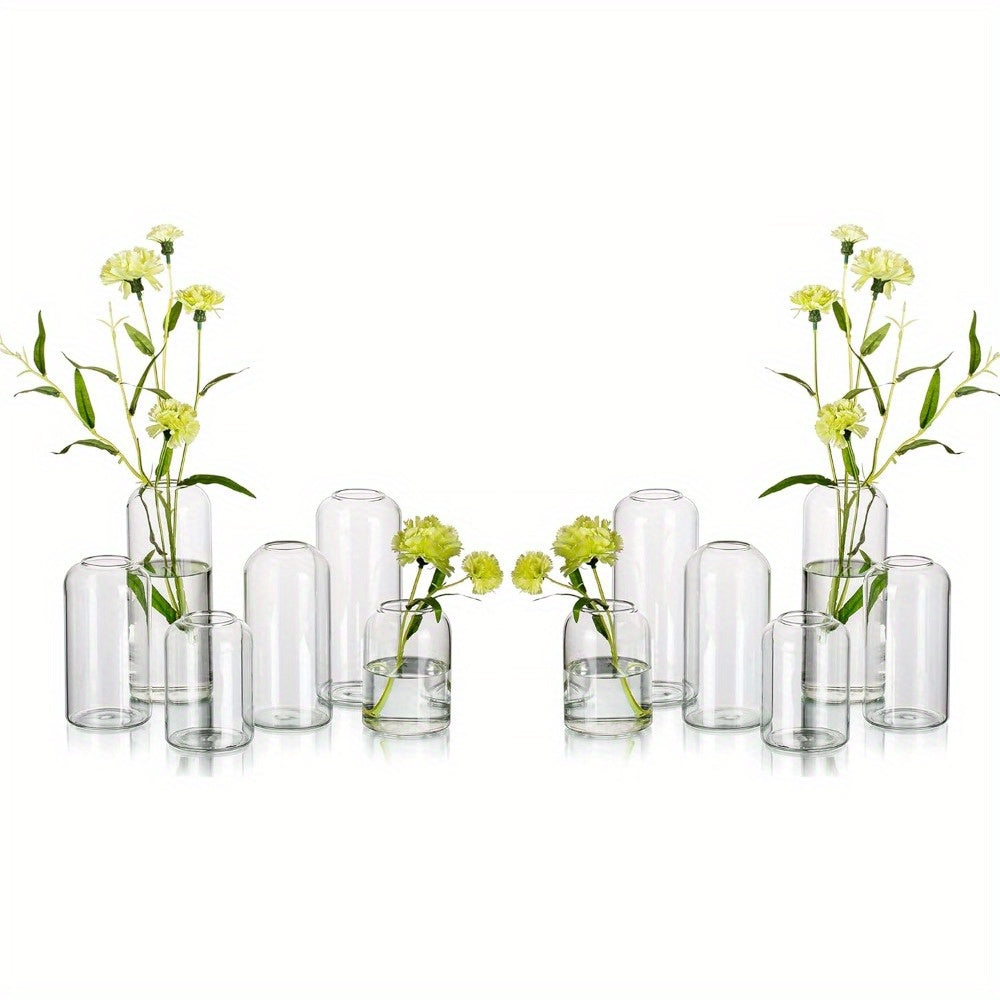 Glass Bud Vases for Flowers Blown Modern Small Glass Vases for Centerpieces Set of 12, Mini Clear Bulk Flower Vases for Wedding Party Events Home Decor Floral Arrangement Not Include Flower