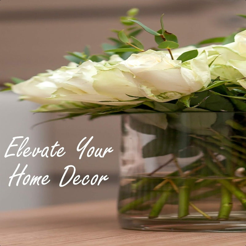 Hand-Blown Crystal Clear Glass Cylinder Vase