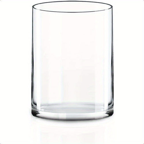 1pc Elegant Cylinder Clear Glass Vase - Heavy-Duty Hurricane Centerpiece with Stable Base