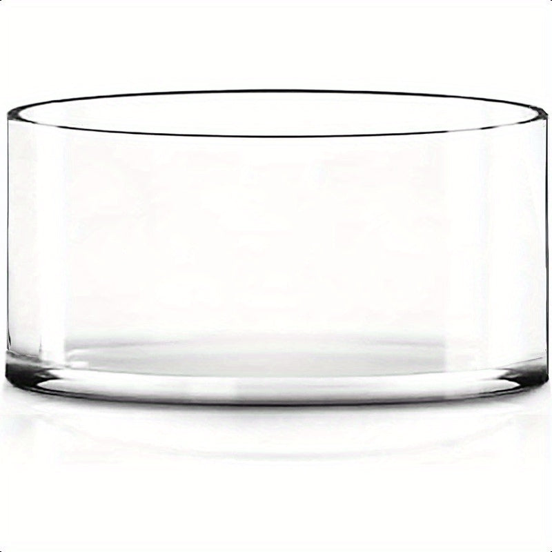 Hand-Blown Crystal Clear Glass Cylinder Vase