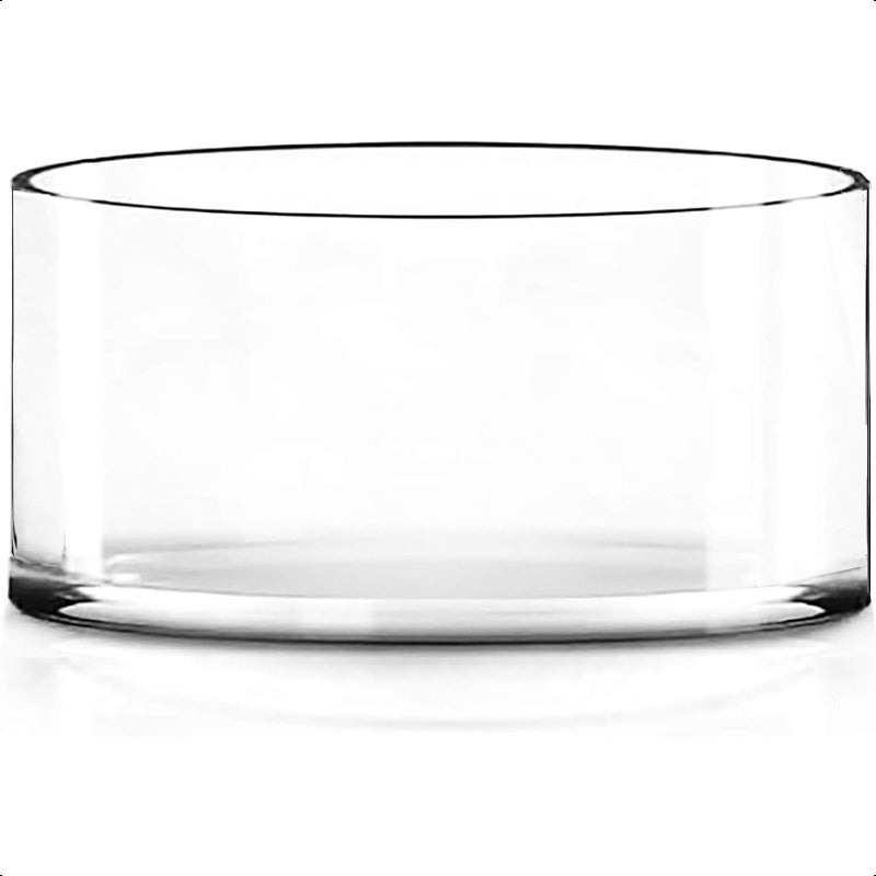 Hand-Blown Crystal Clear Glass Cylinder Vase