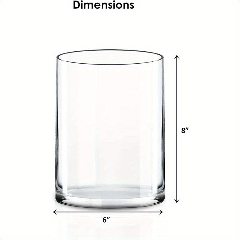 1pc Elegant Cylinder Clear Glass Vase - Heavy-Duty Hurricane Centerpiece with Stable Base