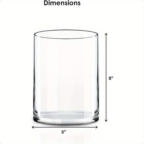 1pc Elegant Cylinder Clear Glass Vase - Heavy-Duty Hurricane Centerpiece with Stable Base